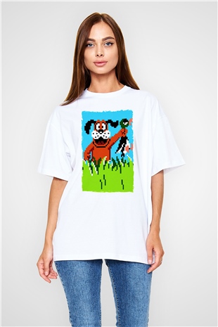 Duck Hunt Beyaz Oversize Tişört Oversize T-shirt
