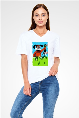 Duck Hunt Beyaz Unisex V Yaka Tişört