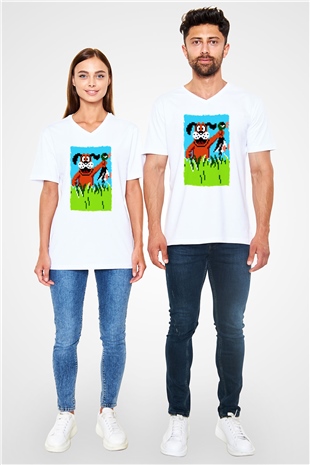 Duck Hunt Beyaz Unisex V Yaka Tişört