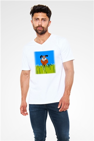 Duck Hunt Beyaz Unisex V Yaka Tişört T-Shirt