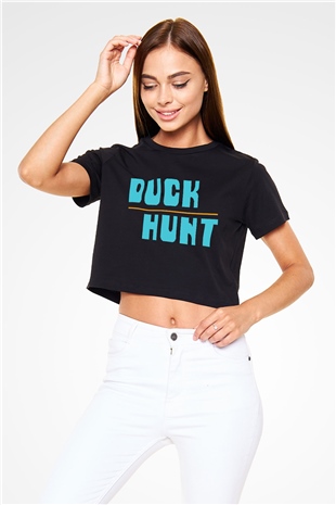 Duck Hunt Siyah Crop Top Tişört