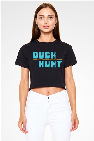 Duck Hunt Siyah Crop Top Tişört