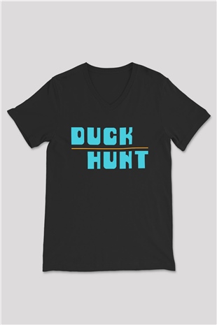 Duck Hunt Siyah Unisex V Yaka Tişört T-Shirt