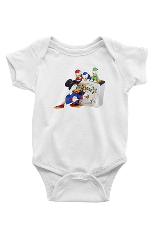 DuckTales Baskılı Beyaz Unisex Bebek Body - Zıbın
