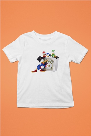 DuckTales Baskılı Beyaz Unisex Çocuk Tişört