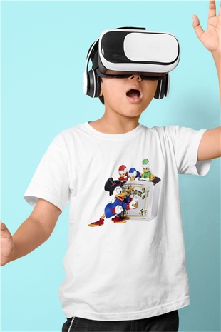 DuckTales Baskılı Beyaz Unisex Çocuk Tişört