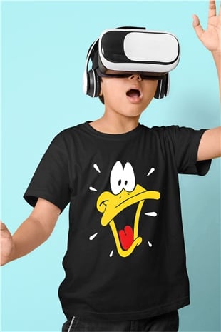 DuckTales Baskılı Siyah Unisex Çocuk Tişört