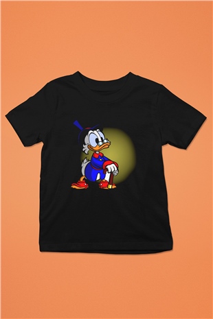 DuckTales Baskılı Siyah Unisex Çocuk Tişört