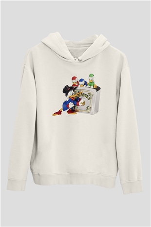 DuckTales Beyaz Unisex Kapşonlu Sweatshirt