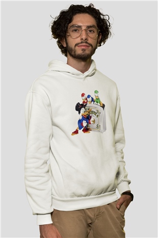 DuckTales Beyaz Unisex Kapşonlu Sweatshirt