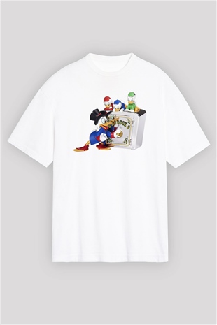 DuckTales Beyaz Unisex Oversize Tişört