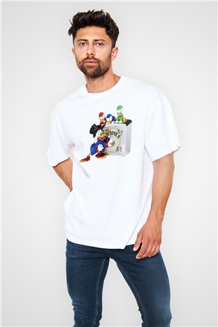 DuckTales Beyaz Unisex Oversize Tişört