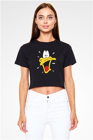 DuckTales Siyah Crop Top Tişört