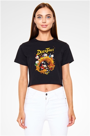 DuckTales Siyah   Crop Top Tişört
