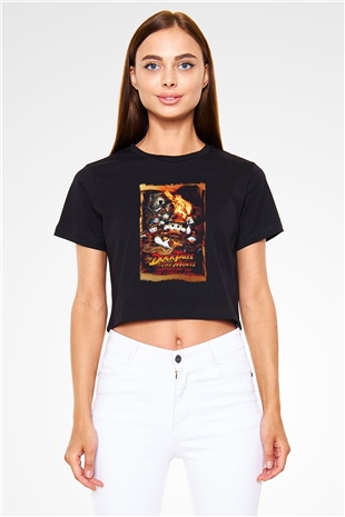 DuckTales Siyah   Crop Top Tişört