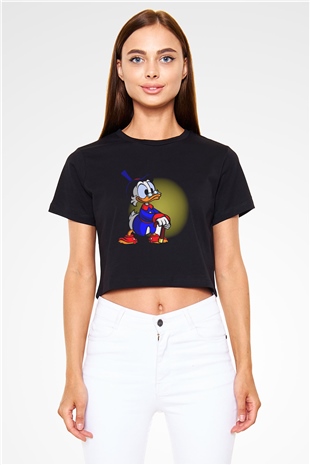 DuckTales Siyah Crop Top Tişört