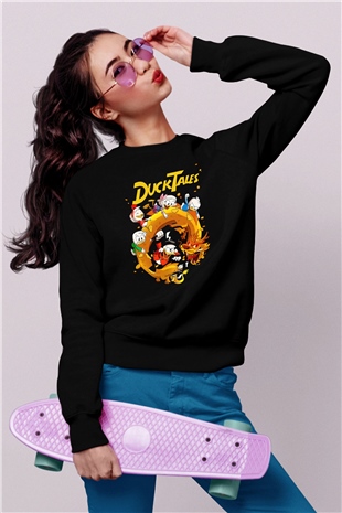DuckTales Siyah Unisex  Sweatshirt