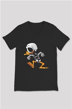 DuckTales Siyah Unisex V Yaka Tişört