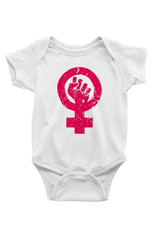 Dünya Kadınlar Günü Baskılı Beyaz Unisex Bebek Body - Zıbın