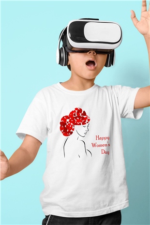 Dünya Kadınlar Günü Beyaz Unisex Çocuk Tişört