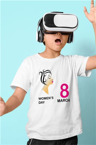 Dünya Kadınlar Günü Beyaz Unisex Çocuk Tişört
