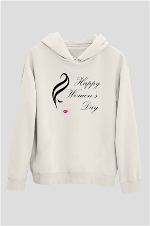 Dünya Kadınlar Günü Beyaz Unisex Hoodie