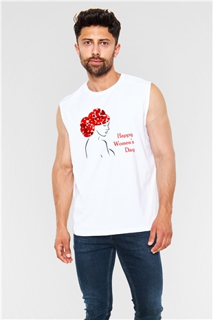 Dünya Kadınlar Günü Beyaz Unisex Kolsuz Tişört