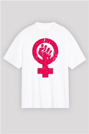 Dünya Kadınlar Günü Beyaz Unisex Oversize Tişört T-Shirt