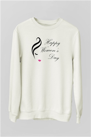Dünya Kadınlar Günü Beyaz Unisex Sweatshirt