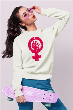 Dünya Kadınlar Günü Beyaz Unisex Sweatshirt