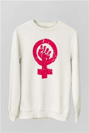 Dünya Kadınlar Günü Beyaz Unisex Sweatshirt
