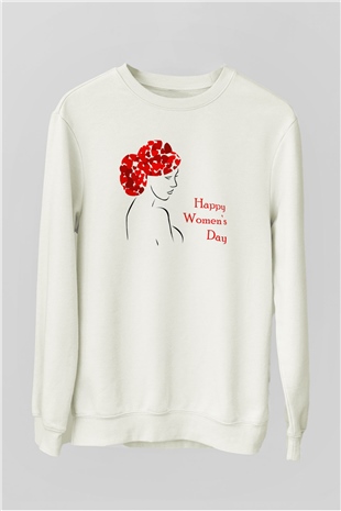 Dünya Kadınlar Günü Beyaz Unisex Sweatshirt