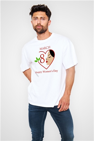 Dünya Kadınlar Günü Beyaz Oversize Tişört Oversize T-shirt - TişörtFabrikası