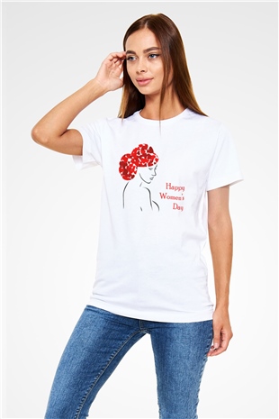 Dünya Kadınlar Günü Beyaz Unisex Tişört T-Shirt - TişörtFabrikası