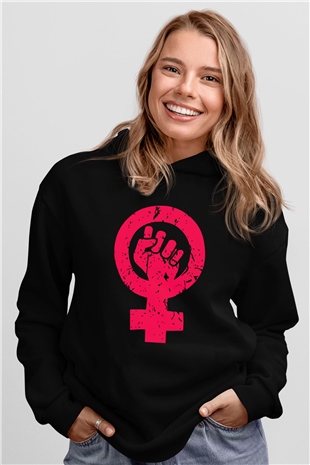 Dünya Kadınlar Günü Siyah Unisex Hoodie
