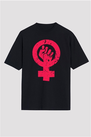 Dünya Kadınlar Günü Siyah Unisex Oversize Tişört T-Shirt