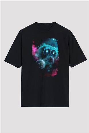 Dünya Maymun Baskılı Unisex Oversize Tişört - Tshirt