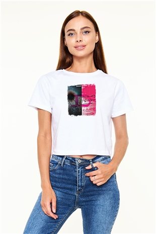 Duran Duran Baskılı Unisex Beyaz Crop Top Tişört