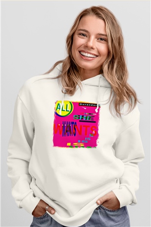 Duran Duran Baskılı Unisex Beyaz Hoodie