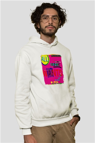 Duran Duran Baskılı Unisex Beyaz Hoodie