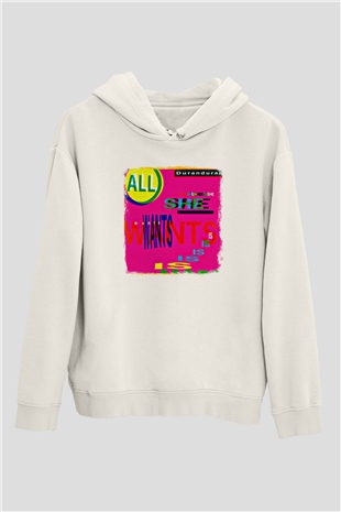 Duran Duran Baskılı Unisex Beyaz Hoodie