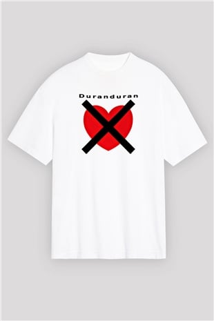 Duran Duran Baskılı Unisex Beyaz Oversize Tişört