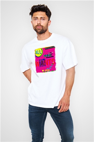 Duran Duran Baskılı Unisex Beyaz Oversize Tişört