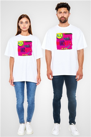 Duran Duran Baskılı Unisex Beyaz Oversize Tişört