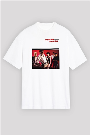 Duran Duran Baskılı Unisex Beyaz Oversize Tişört