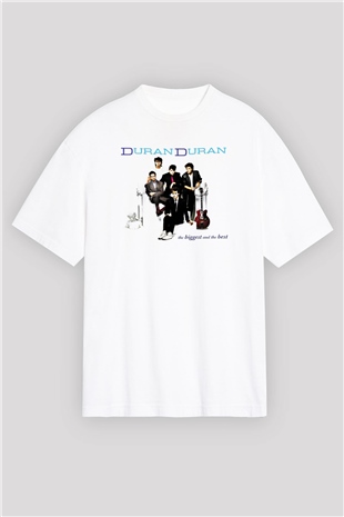 Duran Duran Baskılı Unisex Beyaz Oversize Tişört