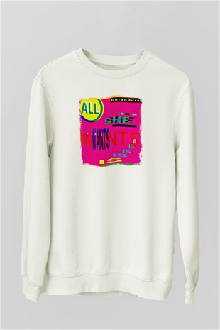 Duran Duran Baskılı Unisex Beyaz Sweatshirt