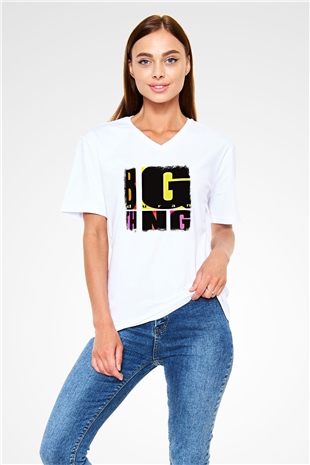 Duran Duran Baskılı Unisex Beyaz V Yaka Tişört