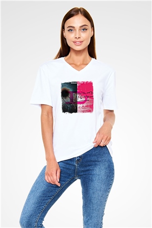 Duran Duran Baskılı Unisex Beyaz V Yaka Tişört