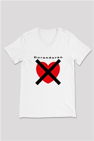 Duran Duran Baskılı Unisex Beyaz V Yaka Tişört